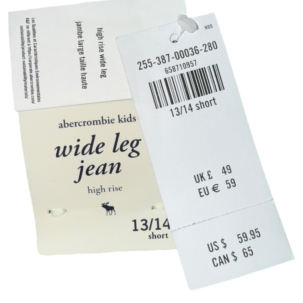 New Abercrombie kids  Wide Leg High Rise Light Wash 13/14 26 - Picture 4 of 13